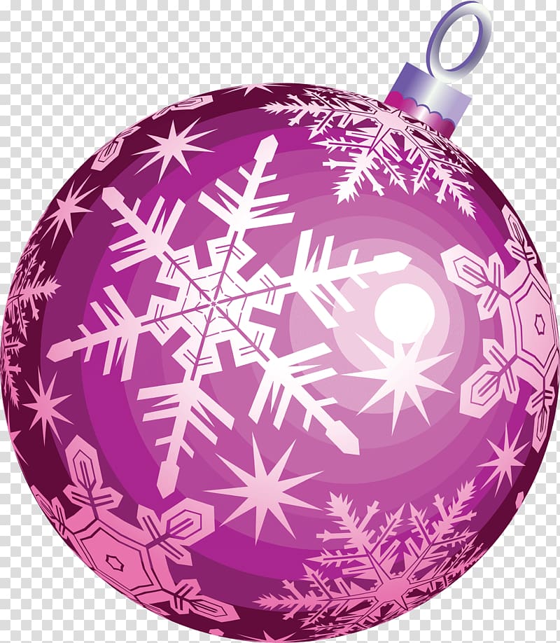 purple snowflake print bauble, Purple Ball Christmas transparent background PNG clipart