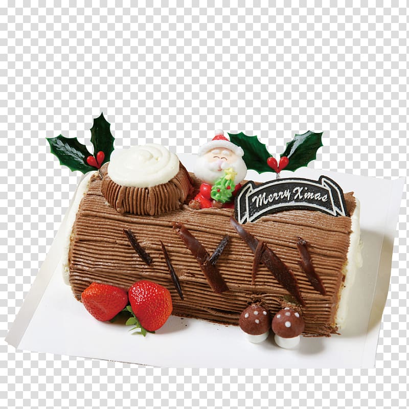 Christmas cake Birthday cake Chocolate cake Panettone Santa Claus, Chocolate cake transparent background PNG clipart