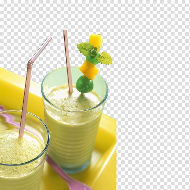 Smoothie Milkshake Juice Cocktail Lassi, Two cup mango yoghurt transparent background PNG clipart