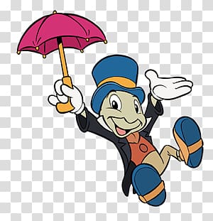 turtle holding pink umbrella illustration, Pinocchio Jiminy Cricket transparent background PNG clipart