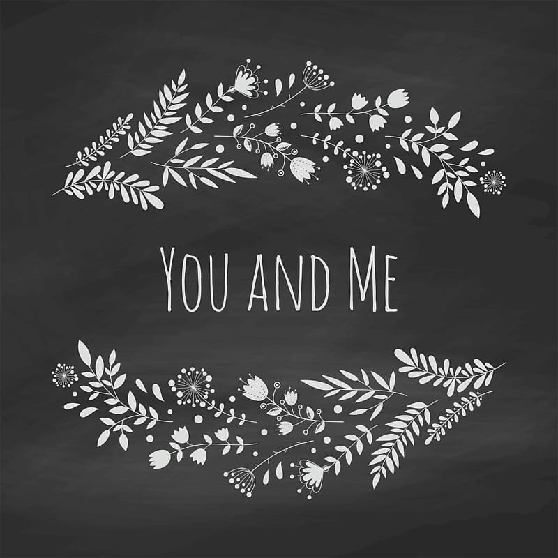 you and me text, Wedding invitation Chalk Flower Blackboard, Chalkboard transparent background PNG clipart