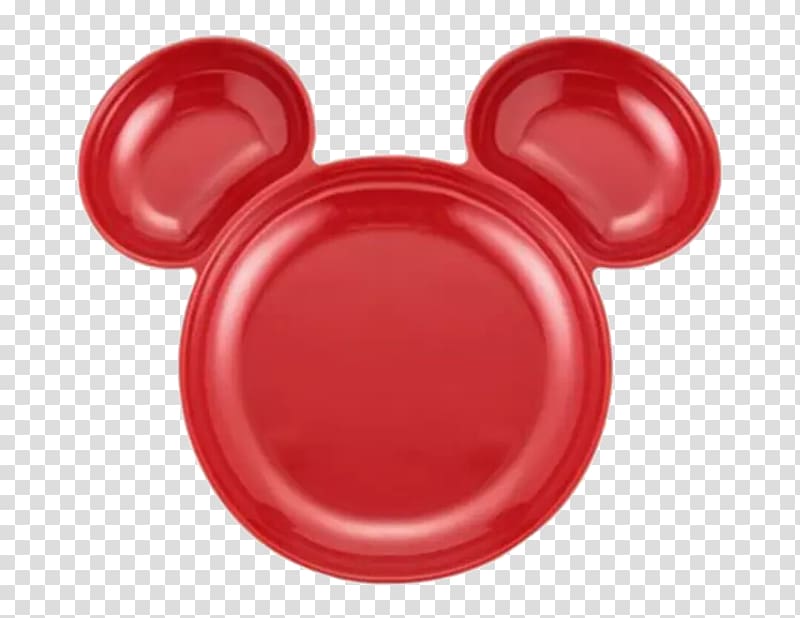 Mickey Mouse Francfranc Shibuya Plate Tableware, Red plate transparent background PNG clipart