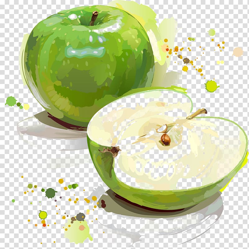 Apple Granny Smith Painting Illustration, Green Apple transparent background PNG clipart