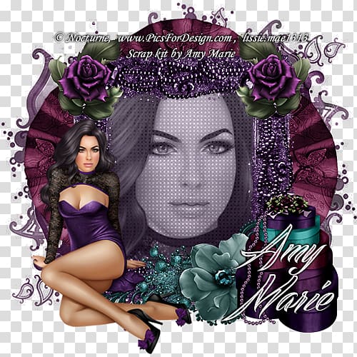 Rose family Black hair Purple, dark romance transparent background PNG clipart