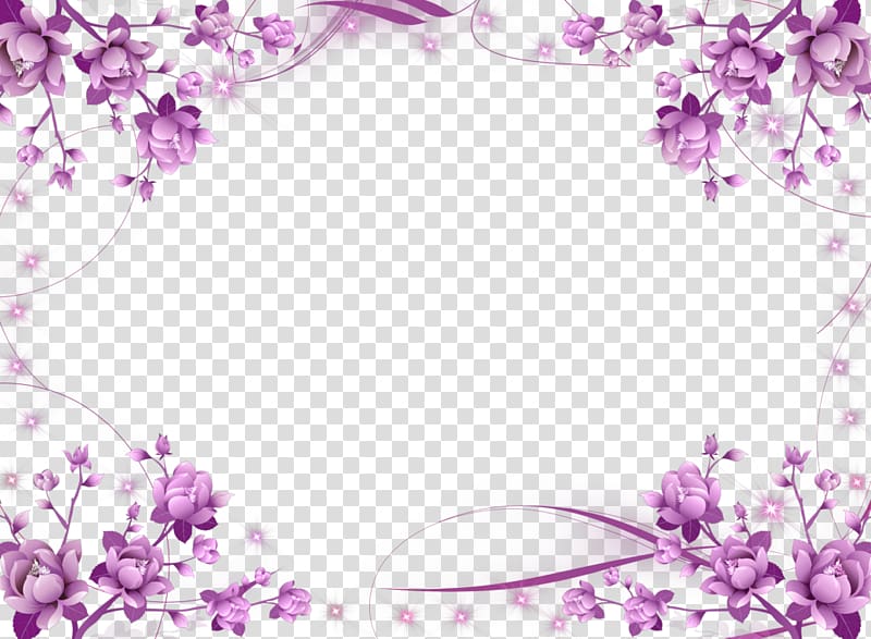 pink flower decor illustration, Borders and Frames Frames Flower Purple , flower border transparent background PNG clipart