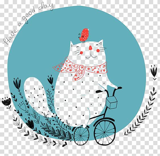 Thought Idea Love Illustration, Cycling cat transparent background PNG clipart