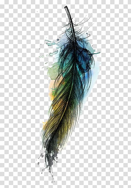 Watercolor painting Feather Tattoo Drawing, Kerosene transparent background PNG clipart