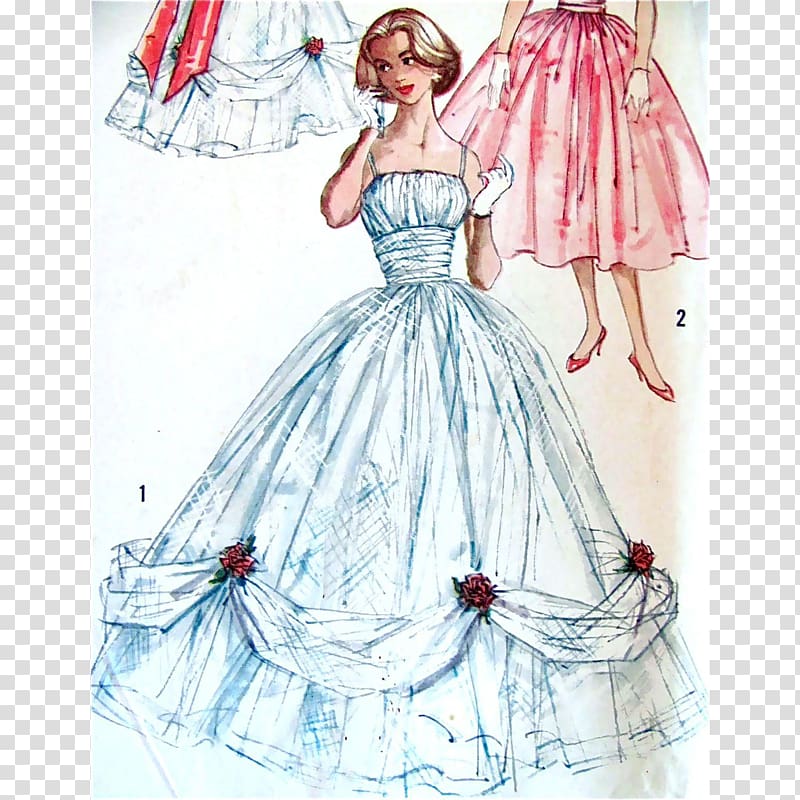 1950s Ball gown Evening gown Pattern, exquisite simplicity transparent background PNG clipart