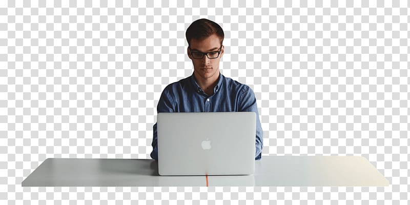 man using grey MacBook Air, Man Working At the Office on A Laptop transparent background PNG clipart