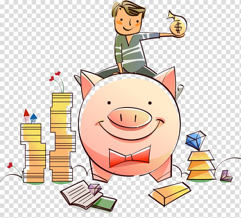 Domestic pig Cartoon Piggy bank, cartoon pig boy transparent background PNG clipart