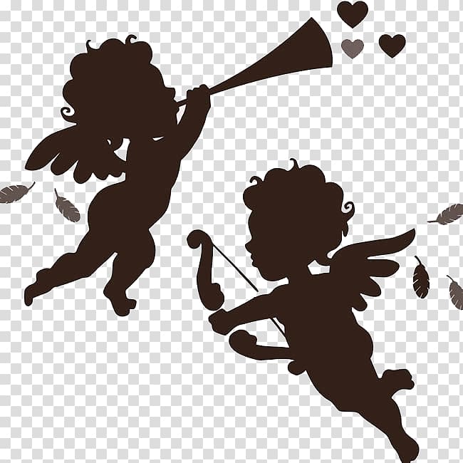 Angel Silhouette, Cupid Angel transparent background PNG clipart