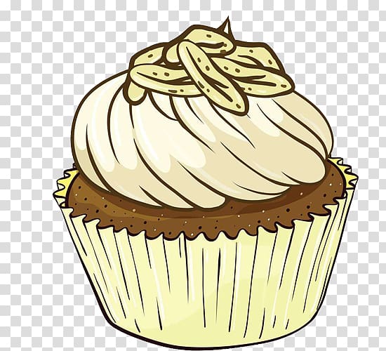 Cupcake Chocolate cake Icing Cartoon, Almond Cake transparent background PNG clipart