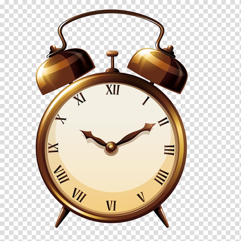 Clock Drawing Illustration, Copper alarm clock transparent background PNG clipart