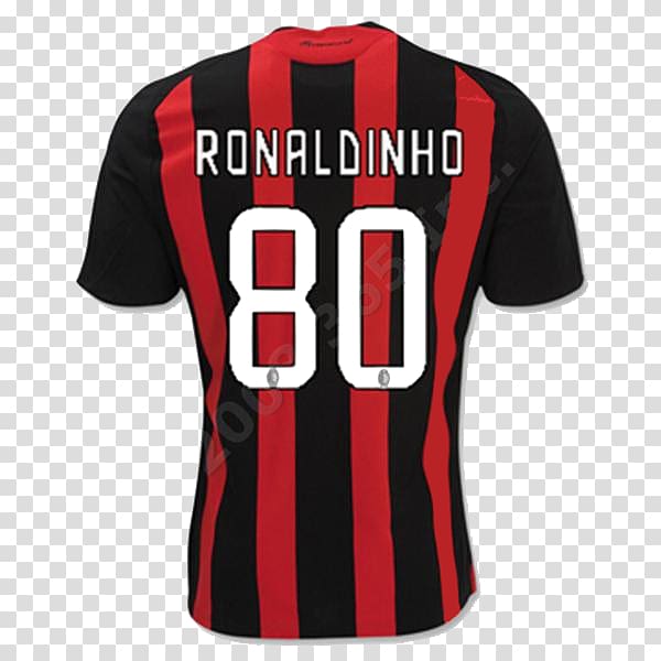 Sports Fan Jersey A.C. Milan T-shirt Sleeve, T-shirt transparent background PNG clipart