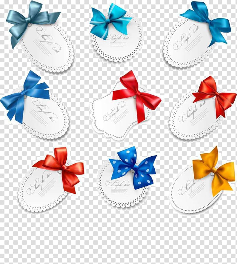 assorted-color bow party favor lot, Ribbon , Color bow label transparent background PNG clipart