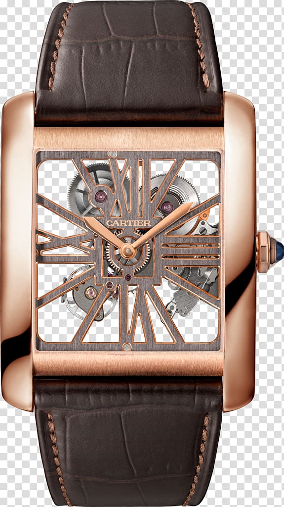 Cartier Tank MC Skeleton watch, watch transparent background PNG clipart