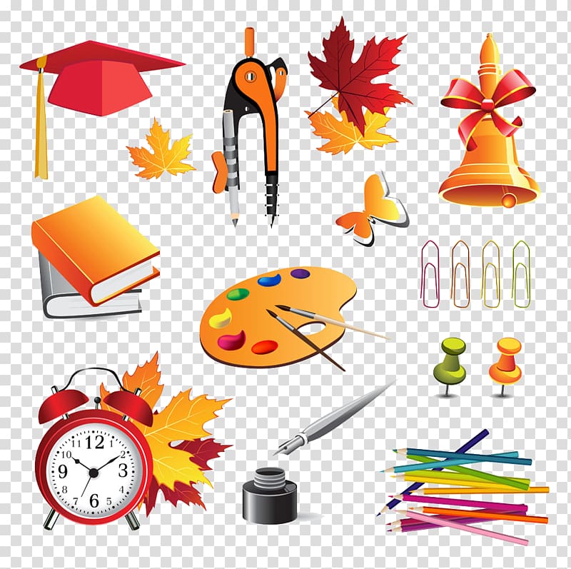 Student School Icon, Cartoon school supplies transparent background PNG clipart