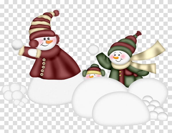 Snowman Cartoon Winter, Cartoon snowball fight snowman decoration transparent background PNG clipart