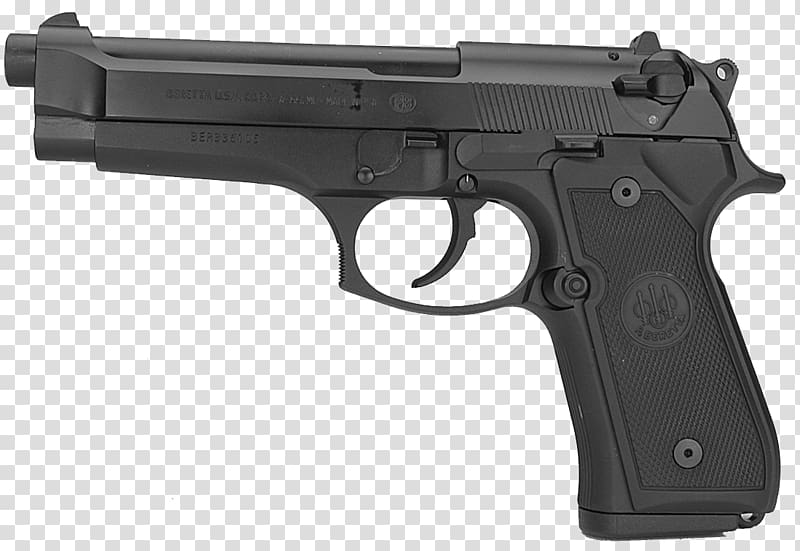 black semi automatic pistol, Beretta M9 Beretta 93R Beretta 92 9×19mm Parabellum, Handgun transparent background PNG clipart