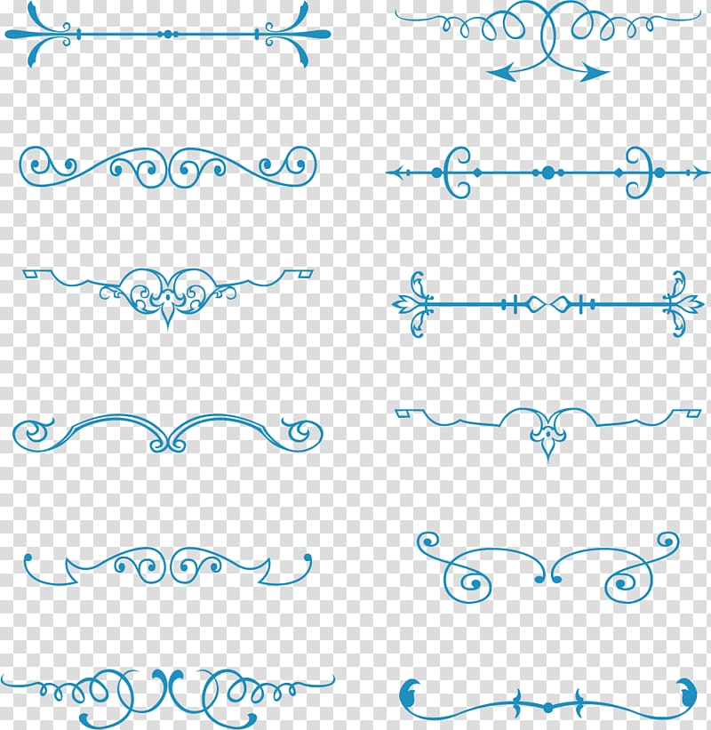 Blue s, European-style flower vine separator bar transparent background