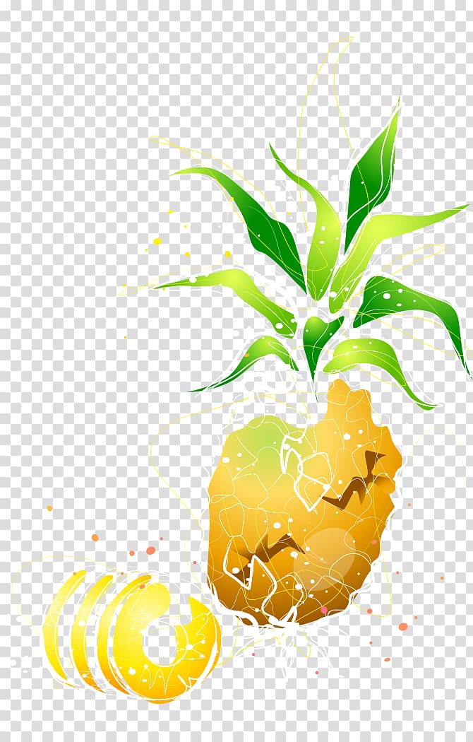 Pineapple , Hand drawn cartoon yellow pineapple transparent background PNG clipart