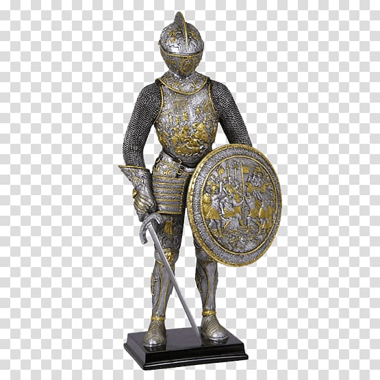 Middle Ages Parade Armour of Henry II of France Knight Bronze sculpture Figurine, Medieval shield transparent background PNG clipart