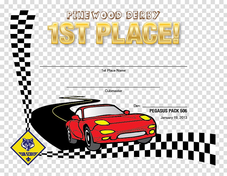 Pinewood derby Cub Scouting Pattern, Certificate of participation transparent background PNG clipart