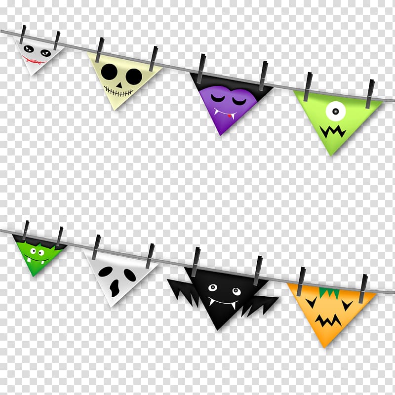 assorted-color Halloween buntings , Halloween costume Bunting Textile Paper, Halloween party flags transparent background PNG clipart