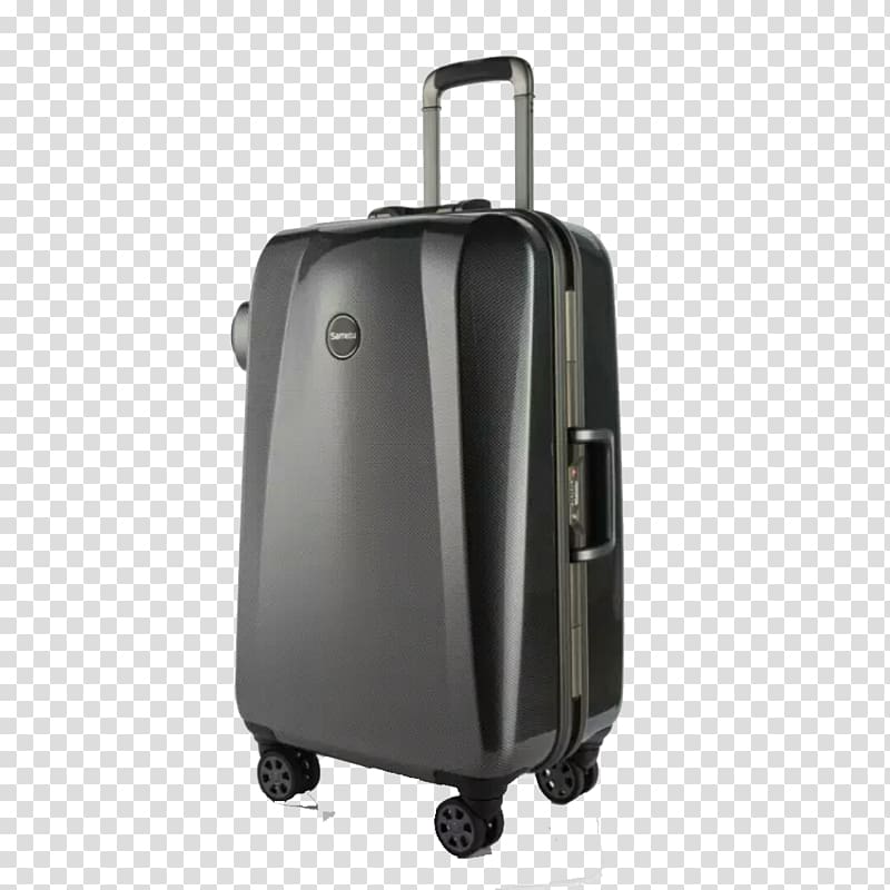 Travel Material Hand luggage Black, Black suitcase transparent background PNG clipart