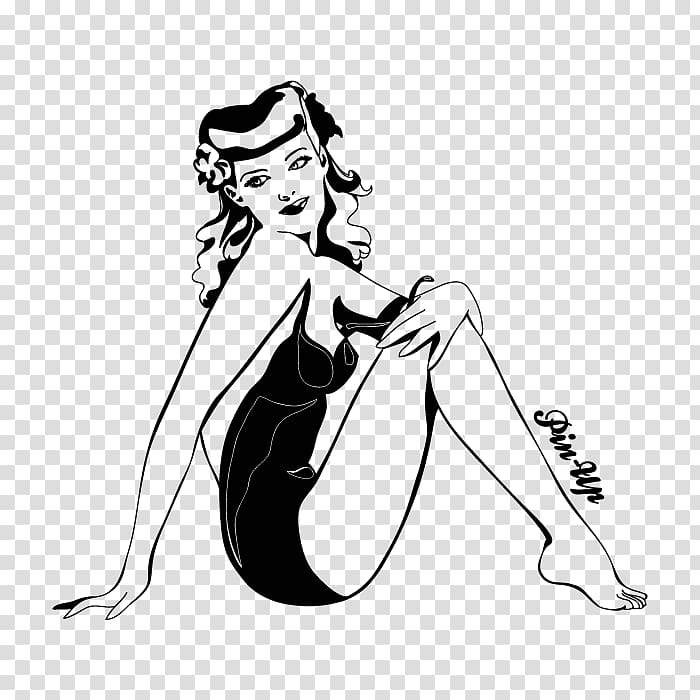 Pin-up girl Woman Drawing Silhouette Female, woman transparent background PNG clipart