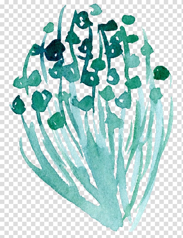 Watercolor painting , Hand-painted mint green leaves transparent background PNG clipart