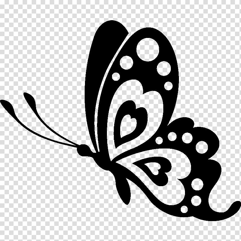 black butterfly , Butterfly Stencil Silhouette Drawing, macaron transparent background PNG clipart