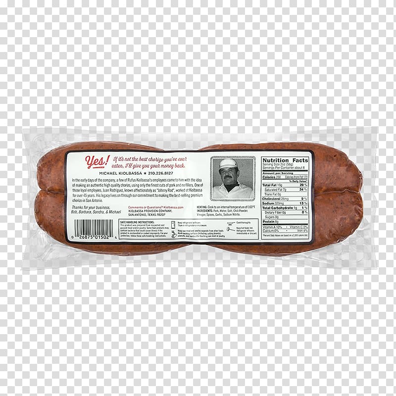 Kiolbassa Sausage Chorizo Meat Mexican cuisine, smoked meat transparent background PNG clipart