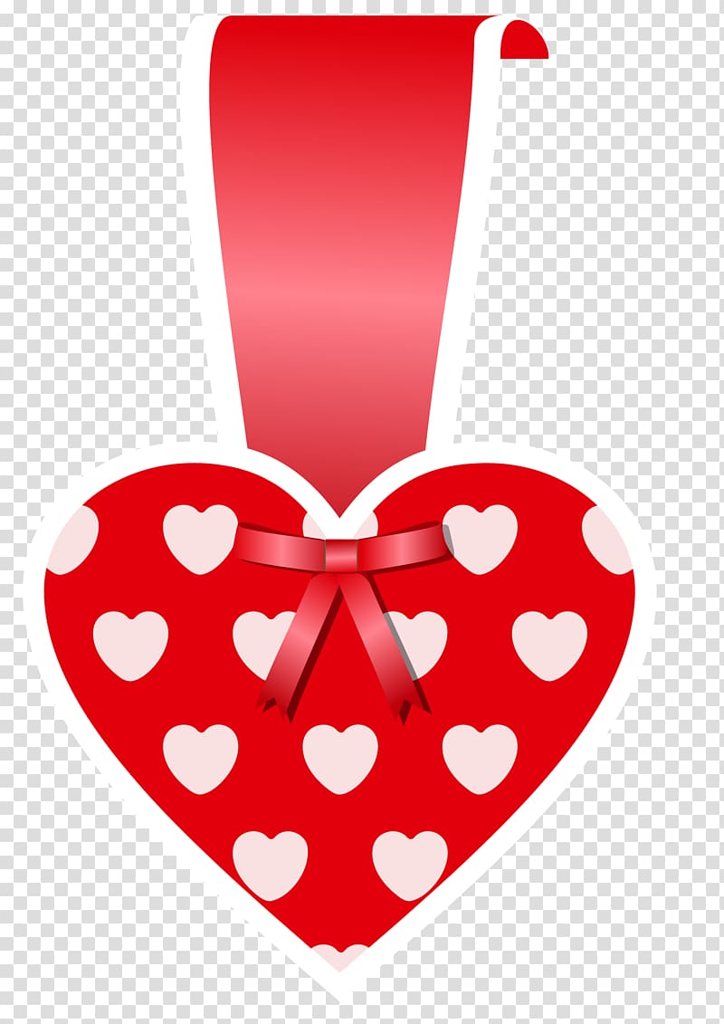 red and white heart ribbon illustration, Heart Valentine\'s Day , Decorative Heart transparent background PNG clipart