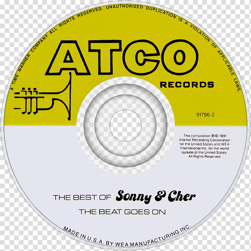 Compact disc The Best of Sonny & Cher Atco Records The Beat Goes On, beat music transparent background PNG clipart
