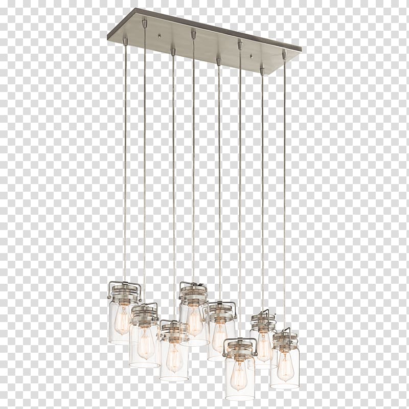 Pendant light Light fixture Brushed metal Incandescent light bulb, light transparent background PNG clipart