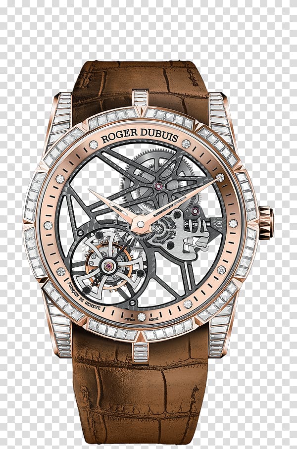 Roger Dubuis Watch Rolex Tourbillon Clock, skeleton hand jewelry transparent background PNG clipart