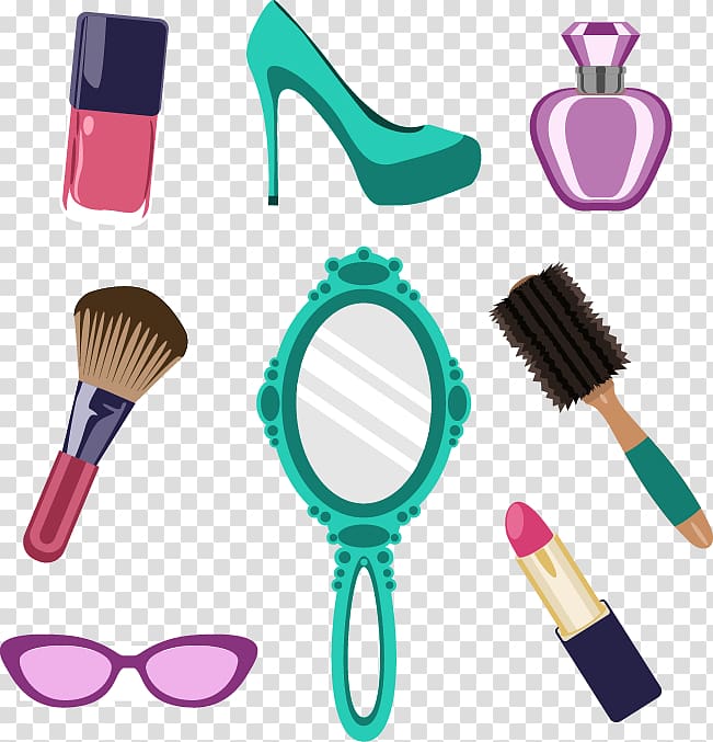 Female illustration , paint perfume heels lipstick transparent background PNG clipart