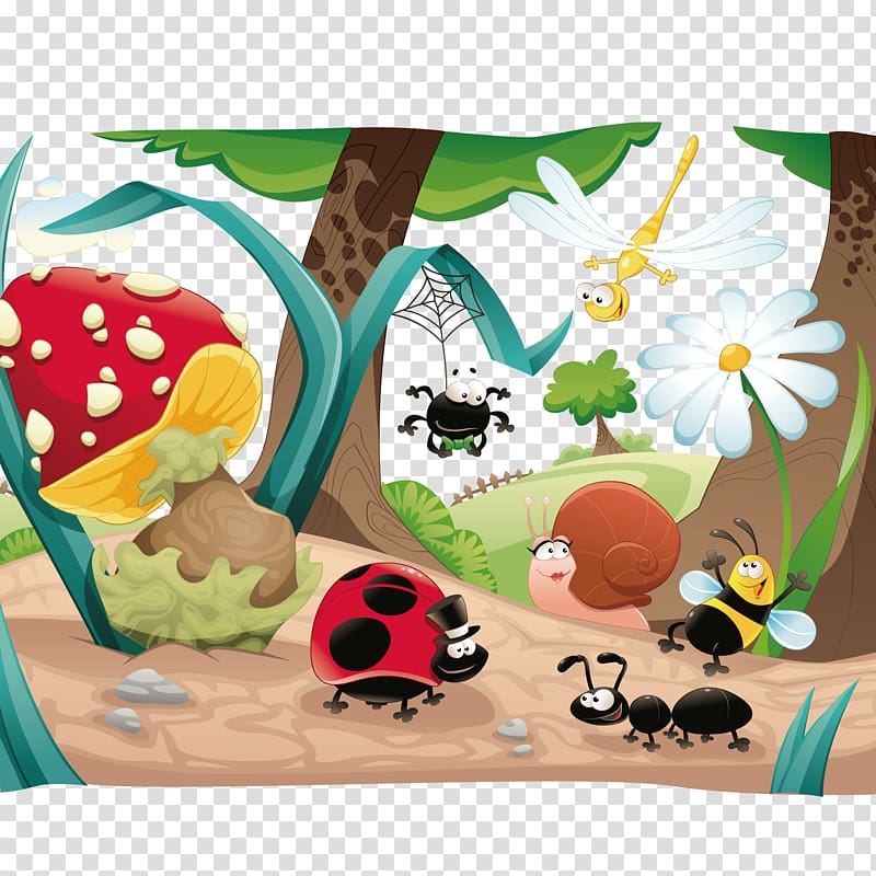 Insect Cartoon , Fairy tale scene transparent background PNG clipart