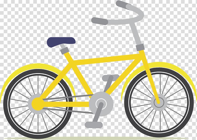 Fixed-gear bicycle Mountain bike Bicycle brake Bottom bracket, Yellow bike transparent background PNG clipart