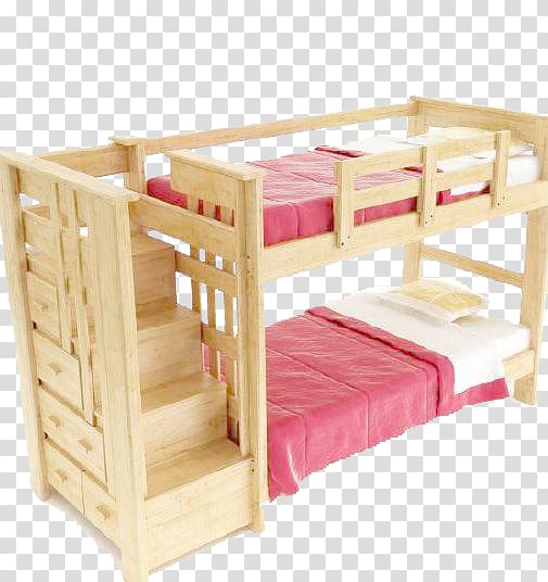 Table Bunk bed Wood Furniture, Stairs on the pink bed transparent background PNG clipart