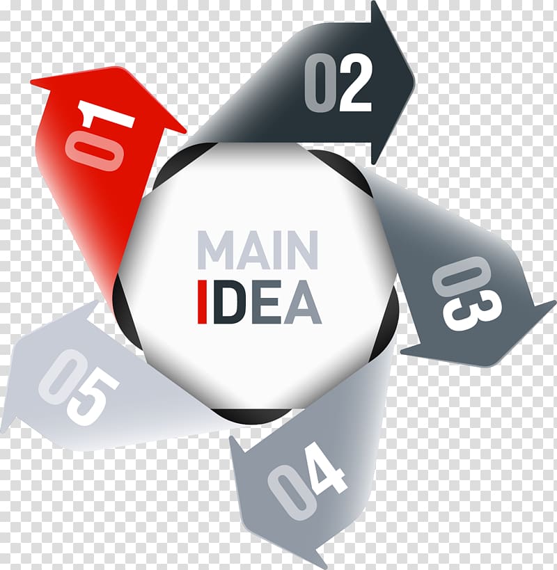 black, red, and white Main Idea logo, Chart Infographic Information, elements PPT transparent background PNG clipart