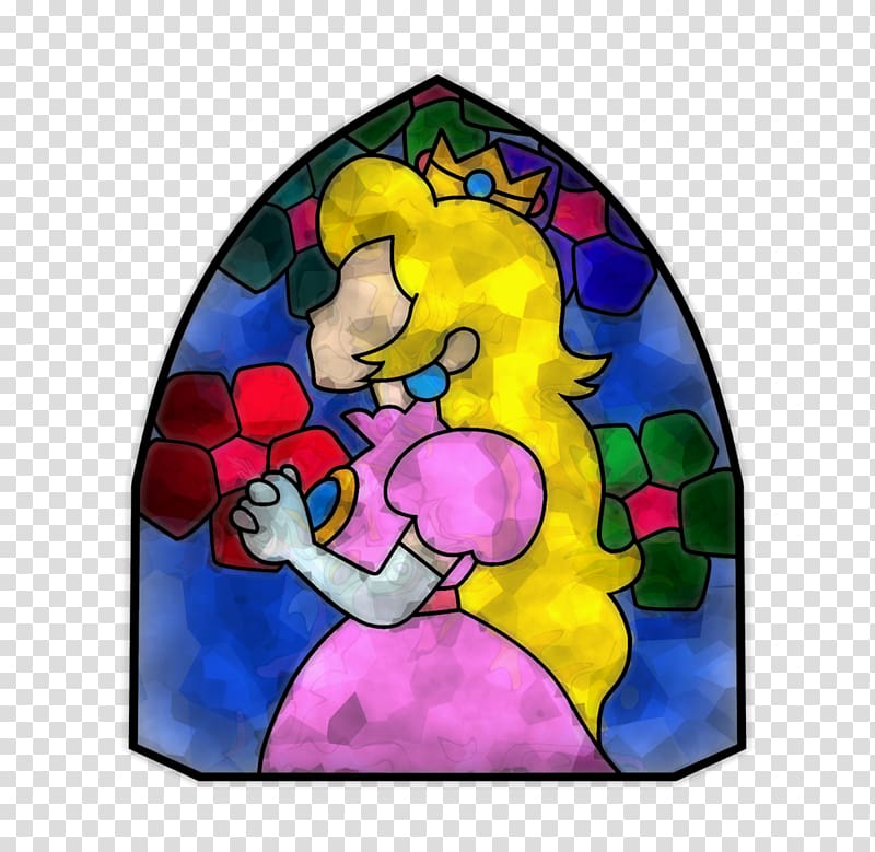Window Princess Peach Stained glass Super Mario 64, watercolor stain transparent background PNG clipart