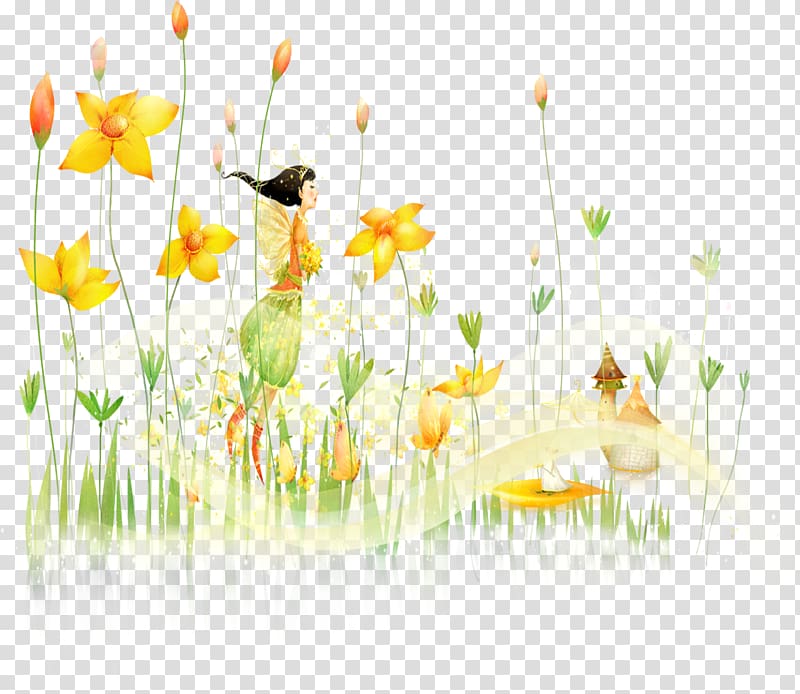 Floral design Yellow Flower , Flower Fairy transparent background PNG clipart