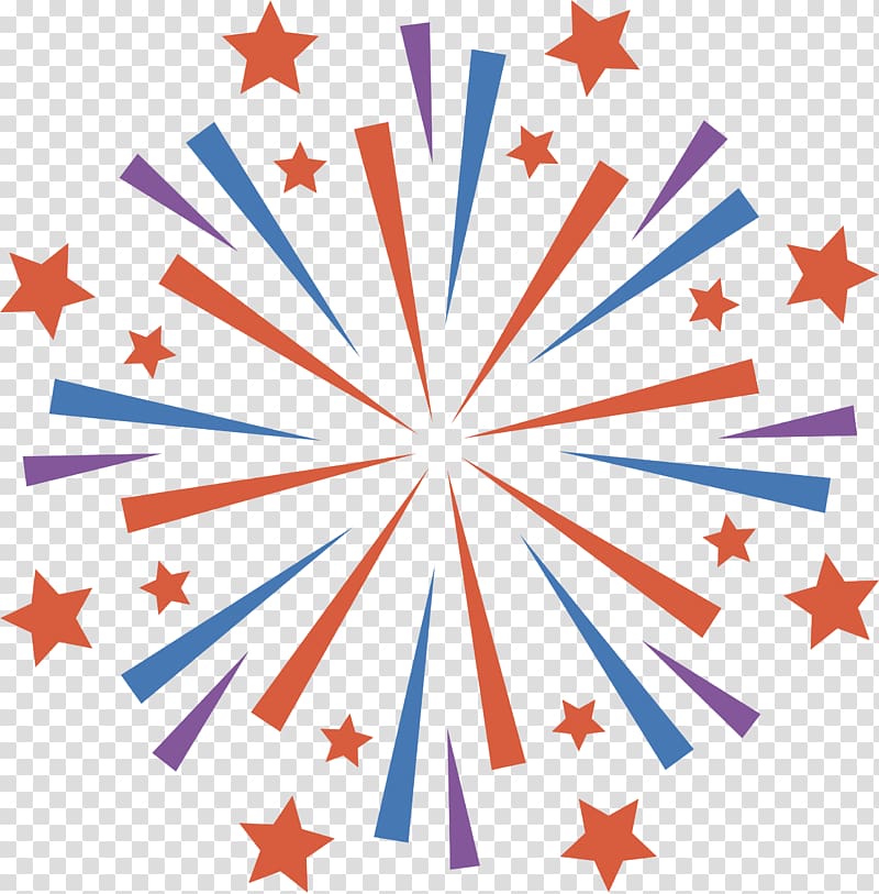 firework illustration, Red and blue fireworks pattern transparent background PNG clipart