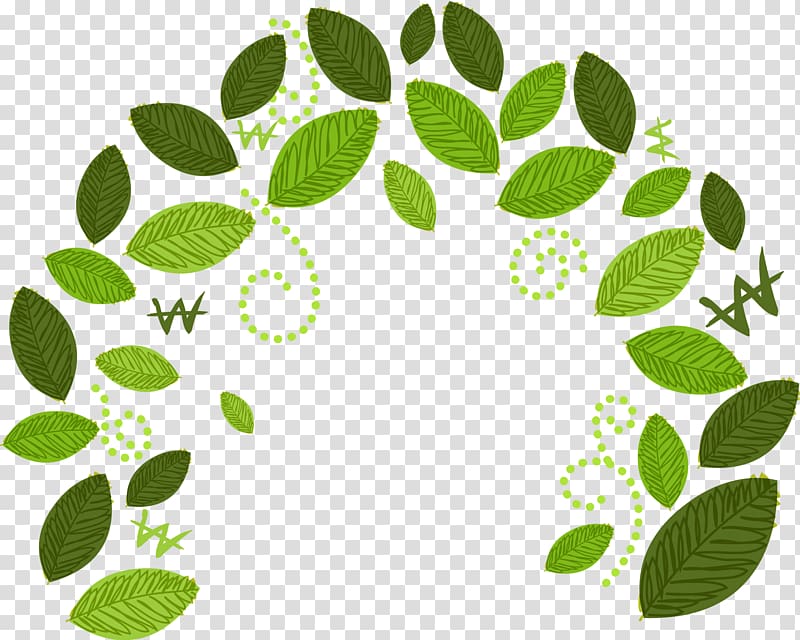 Green Illustration, Spring leaves exquisite ring transparent background PNG clipart
