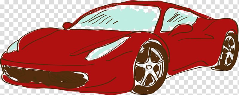 Ferrari Sports car Supercar Ford Focus, Cartoon painted Ferrari transparent background PNG clipart