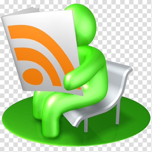 human icon sitting on chair reading book illustration, grass green, RSS Reader Green transparent background PNG clipart