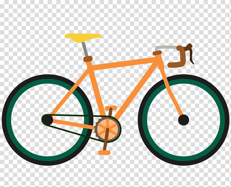 orange road bike illustration, Single-speed bicycle Van Dessel Sports Cycling Fixed-gear bicycle, cartoon mountain bike transparent background PNG clipart