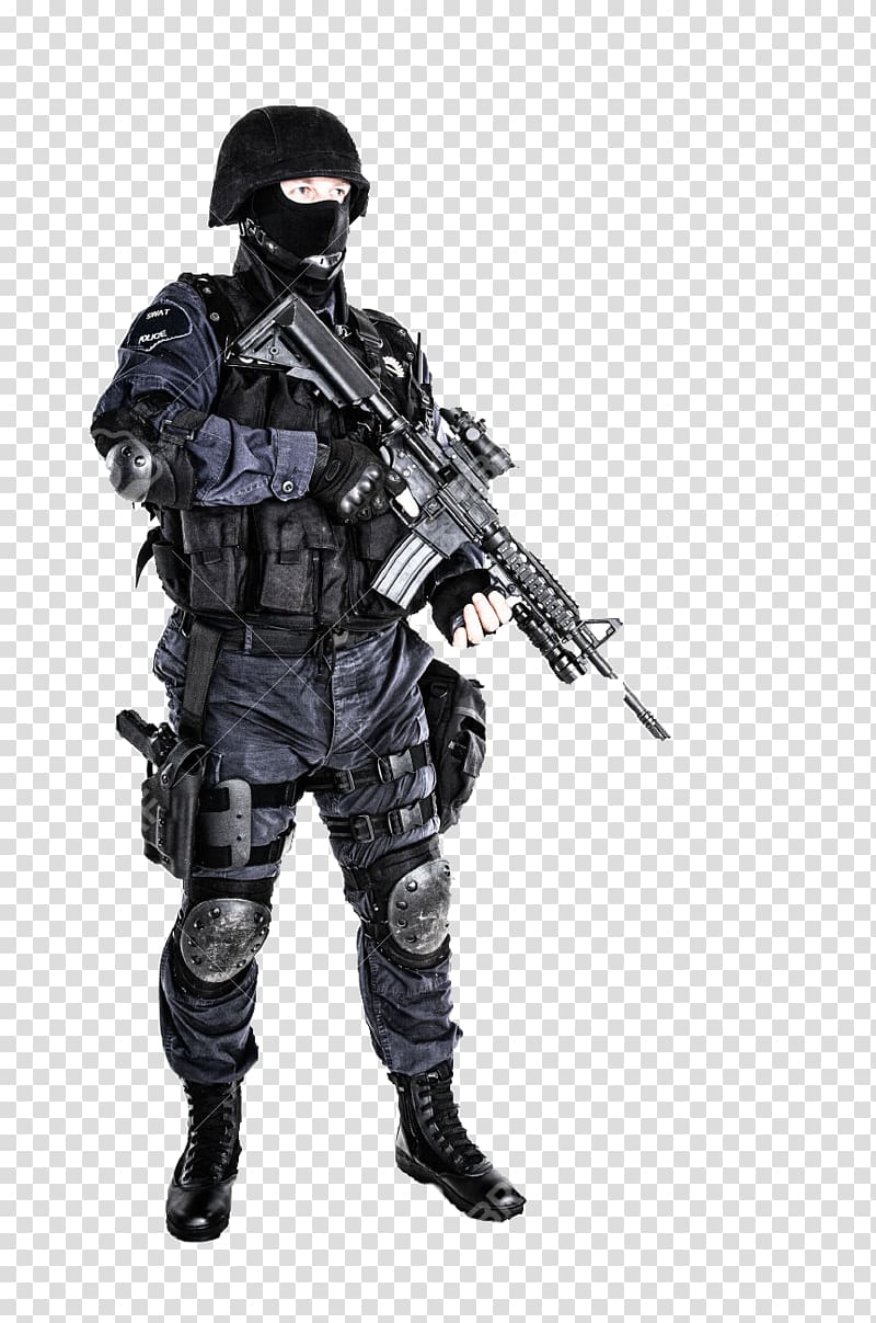 man wearing combat suit, SWAT Police officer Counter-terrorism FBI Special Weapons and Tactics Teams, swat transparent background PNG clipart